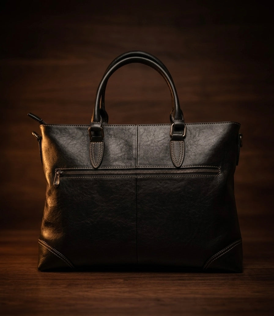 The Summit Satchel | 14" Leather Laptop Bag — Black